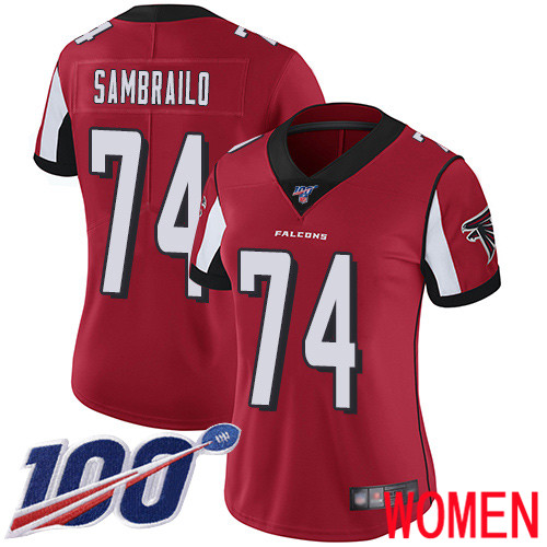 Atlanta Falcons Limited Red Women Ty Sambrailo Home Jersey NFL Football #74 100th Season Vapor Untouchable->women nfl jersey->Women Jersey